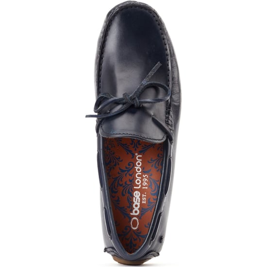 Base London Brooks Leren Heren Navy Standaard Instappers - Image 4