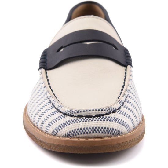 Sperry Port Driving Textiel Dames Witte/Marineblauwe Standaard Loafers - Image 3