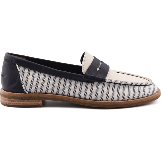 Sperry Port Driving Textiel Dames Witte/Marineblauwe Standaard Loafers - Image 5