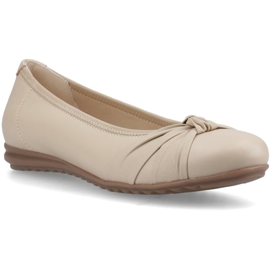Hush Puppies Lilith Lederen Dames Crème Standaard Ballerina's - Image 1