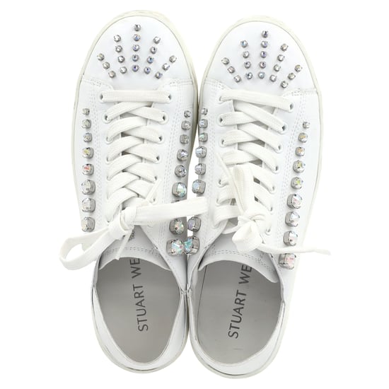 Stuart Weitzman Goldie Shine Convertibele Sneakers in Witte Leer - Image 3