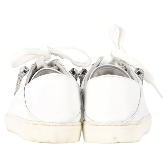 Stuart Weitzman Goldie Shine Convertibele Sneakers in Witte Leer - Image 5