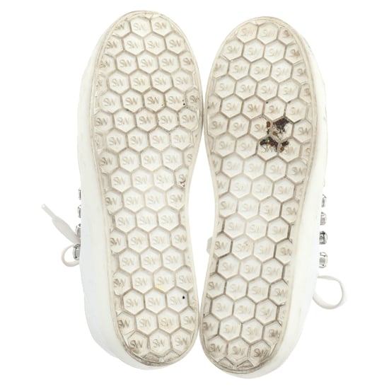 Stuart Weitzman Goldie Shine Convertibele Sneakers in Witte Leer - Image 6