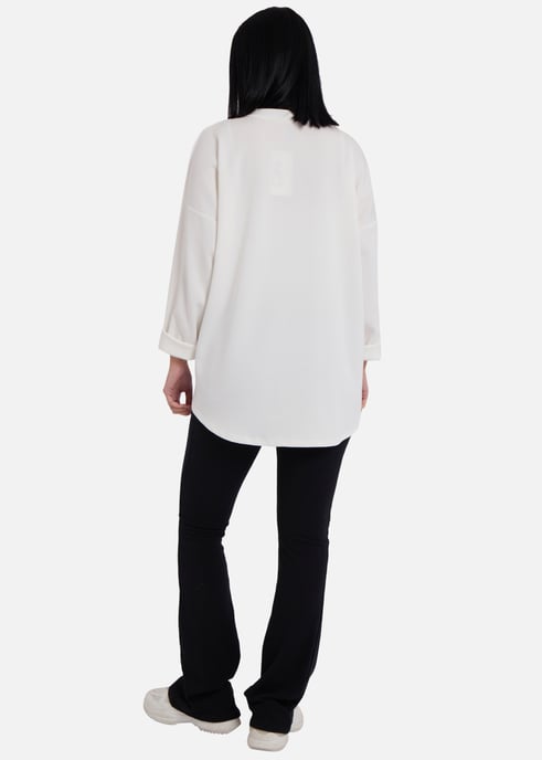 Crèmekleurige oversized trui met contrasterende strik aan de zijkant - Image 4