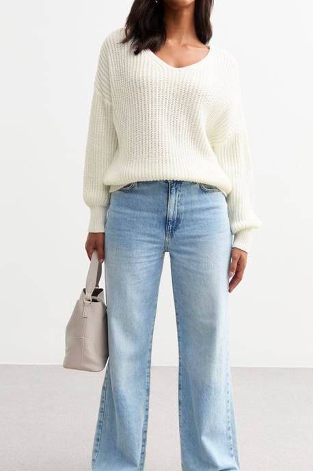 Crèmekleurige oversized trui met grove brei - Image 1