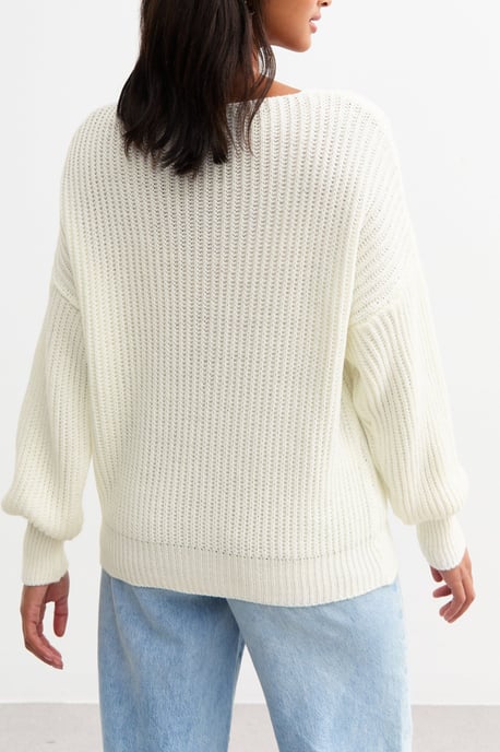 Crèmekleurige oversized trui met grove brei - Image 4