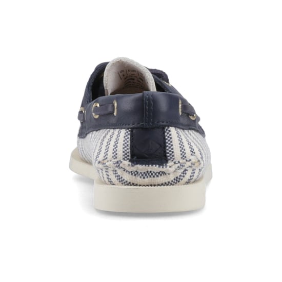 Sperry Authentiek Origineel Textiel Dames Witte/Navy Standaard Bootschoenen - Image 2