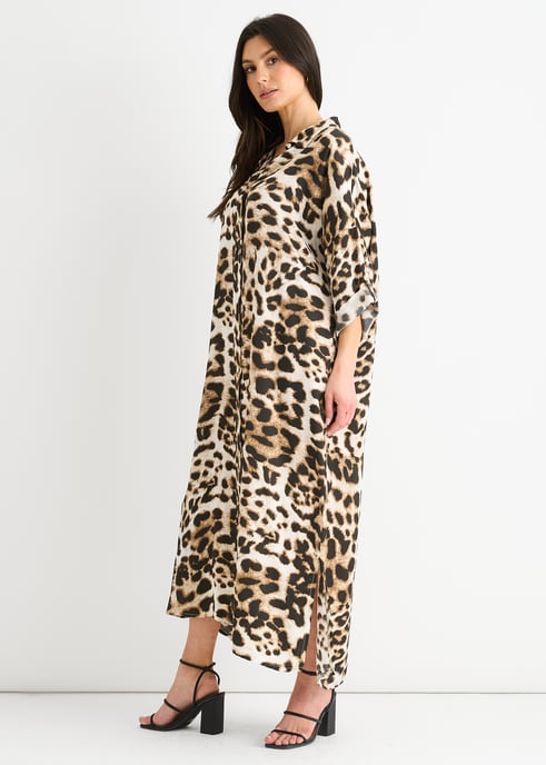 Midaxi-shirtjurk met dierenprint en knoopsluiting - Image 3