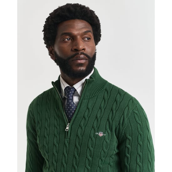 Gant katoenen fleecevest met halve rits voor heren in groen - Image 4