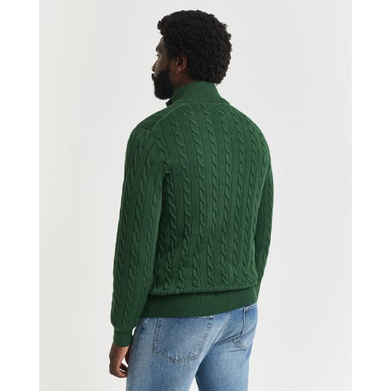 Gant katoenen fleecevest met halve rits voor heren in groen - Image 5