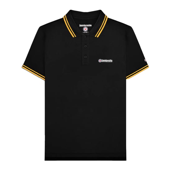 Lambretta Heren Twin Tip Poloshirt (Wit/Zwart/Goud) - Image 1