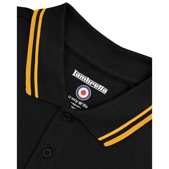 Lambretta Heren Twin Tip Poloshirt (Wit/Zwart/Goud) - Image 3