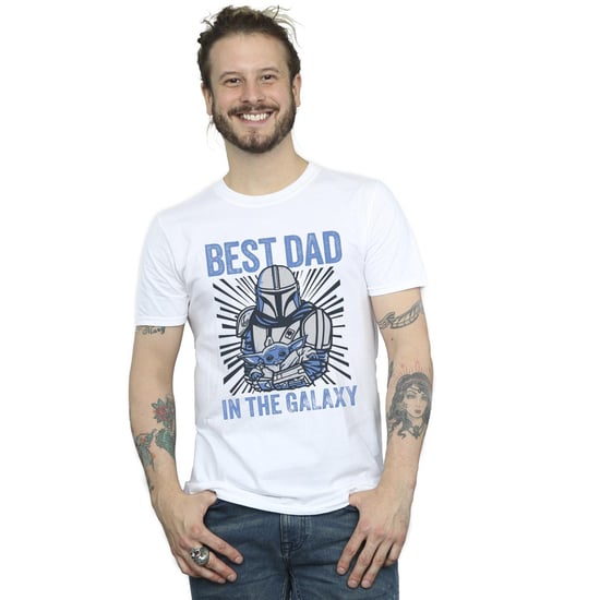 Star Wars Mandalorian Best Dad Galaxy T-shirt Heren (Wit) - Image 2