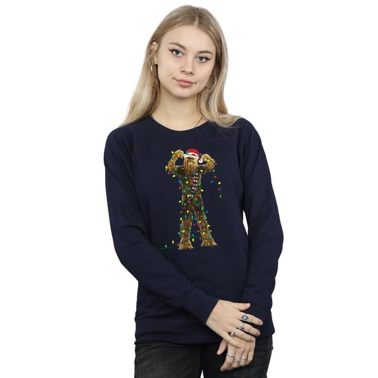 Star Wars Dames/Dames Chewbacca Kerstverlichting Sweatshirt (Marineblauw) - Image 2
