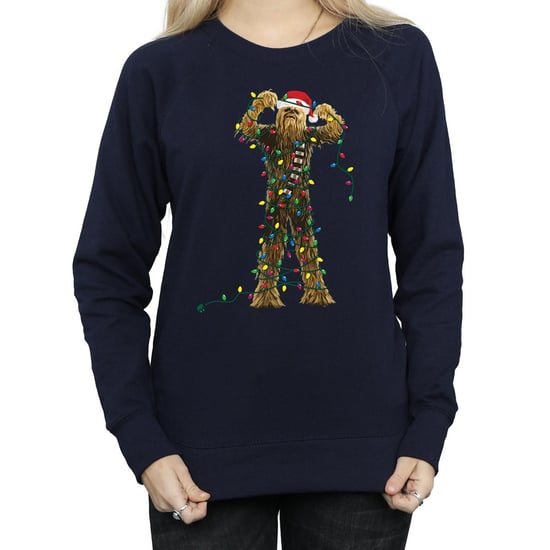 Star Wars Dames/Dames Chewbacca Kerstverlichting Sweatshirt (Marineblauw) - Image 3