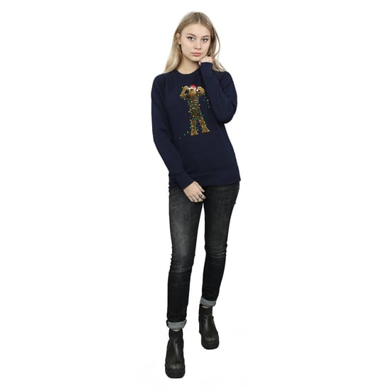 Star Wars Dames/Dames Chewbacca Kerstverlichting Sweatshirt (Marineblauw) - Image 4