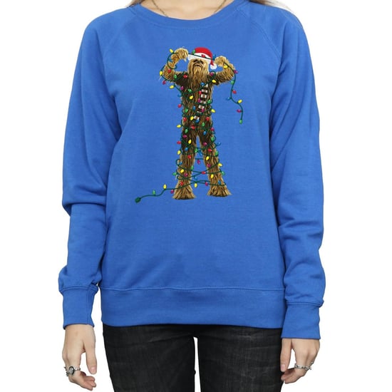 Star Wars Dames/Dames Chewbacca Kerstverlichting Sweatshirt (Koningsblauw) - Image 3
