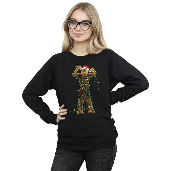 Star Wars Dames/Dames Chewbacca Kerstverlichting Sweatshirt (Zwart) - Image 2