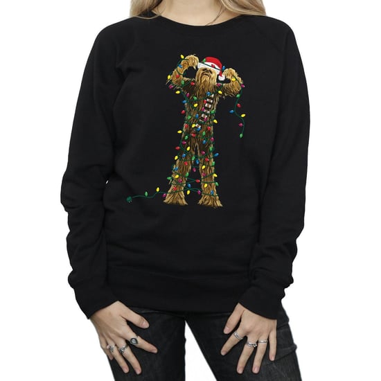 Star Wars Dames/Dames Chewbacca Kerstverlichting Sweatshirt (Zwart) - Image 3