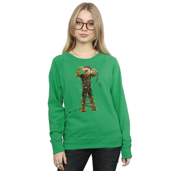 Star Wars Dames/Dames Chewbacca Kerstverlichting Sweatshirt (Iers Groen) - Image 2