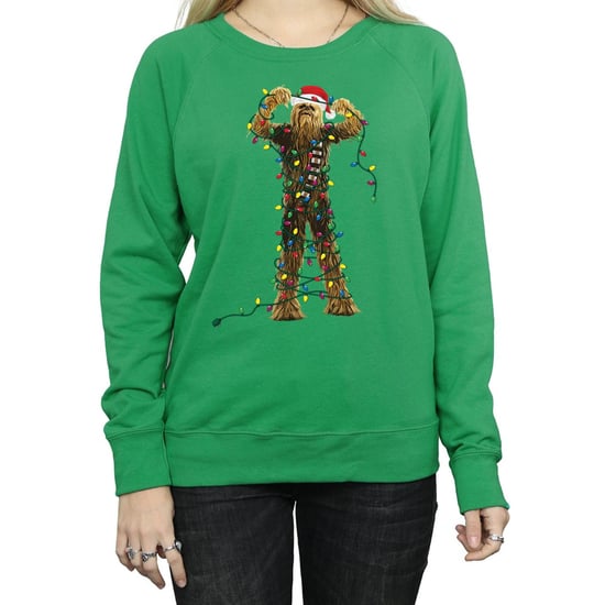 Star Wars Dames/Dames Chewbacca Kerstverlichting Sweatshirt (Iers Groen) - Image 3