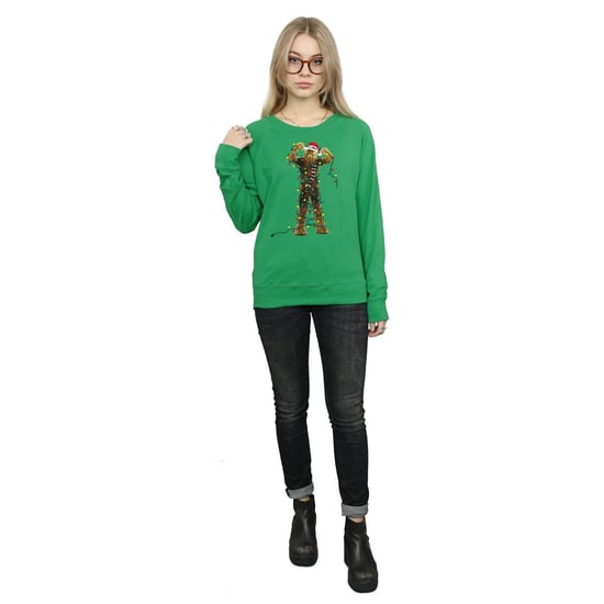 Star Wars Dames/Dames Chewbacca Kerstverlichting Sweatshirt (Iers Groen) - Image 4
