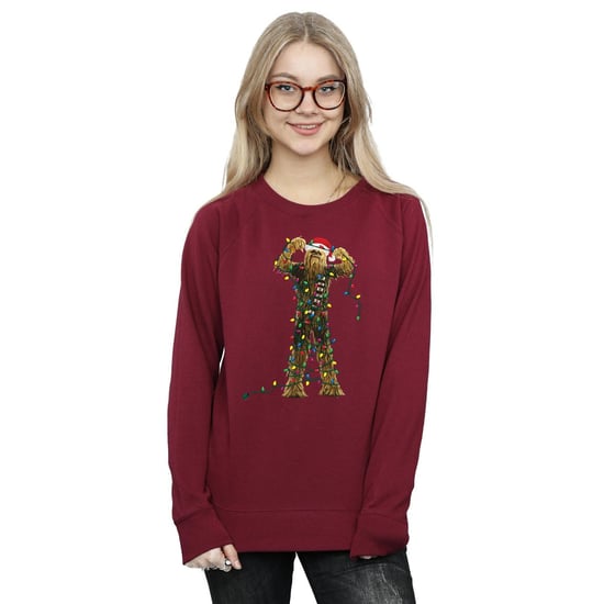 Star Wars Dames/Dames Chewbacca Kerstverlichting Sweatshirt (Bourgondië) - Image 2