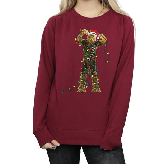 Star Wars Dames/Dames Chewbacca Kerstverlichting Sweatshirt (Bourgondië) - Image 3
