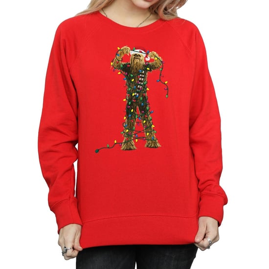 Star Wars Dames/Dames Chewbacca Kerstverlichting Sweatshirt (Rood) - Image 3