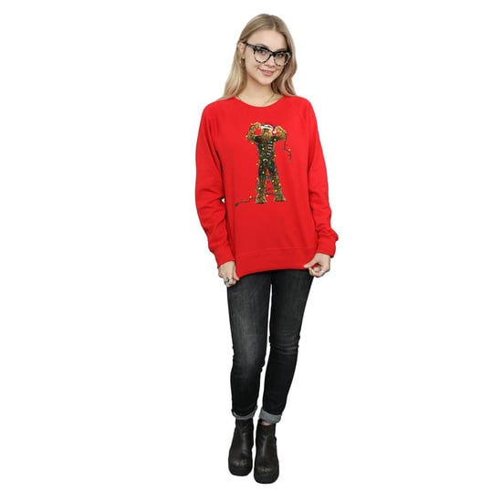 Star Wars Dames/Dames Chewbacca Kerstverlichting Sweatshirt (Rood) - Image 4