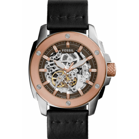 Fossil Machine ME3082 Automatisch Skelet Herenhorloge - 50 mm Zwart Lederen Band - Image 1