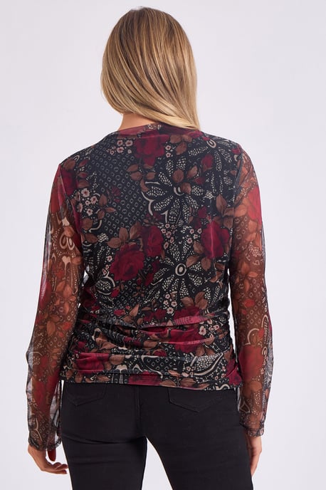 Top met meshprint en gerimpelde voorkant - Image 4