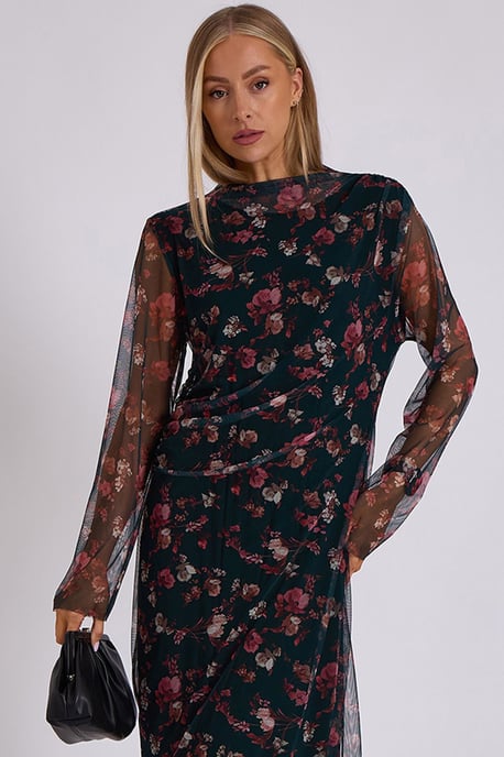 Print Mesh Midi Jurk - Image 2