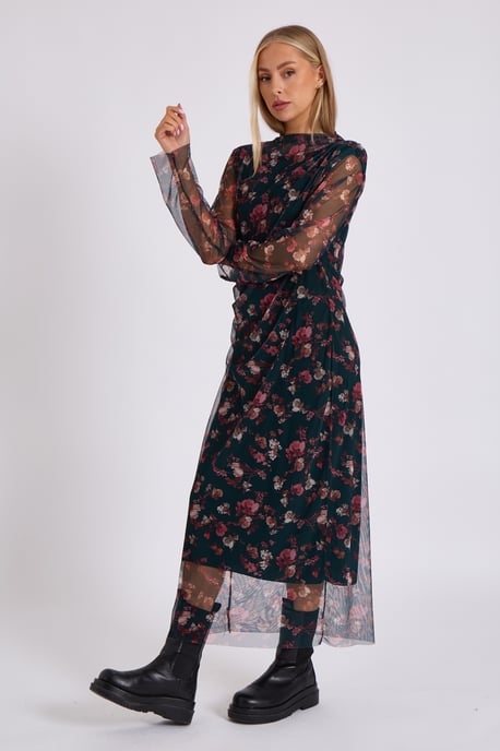 Print Mesh Midi Jurk - Image 3