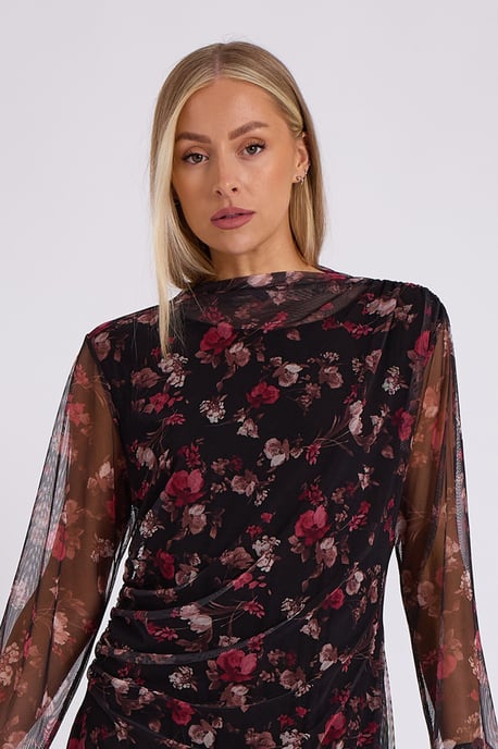 Print Mesh Midi Jurk - Image 2
