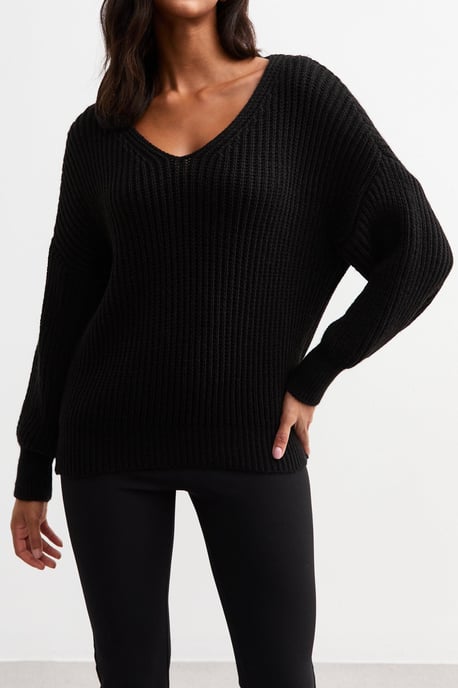 Zwarte oversized trui met grove brei - Image 1