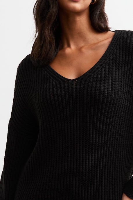 Zwarte oversized trui met grove brei - Image 2