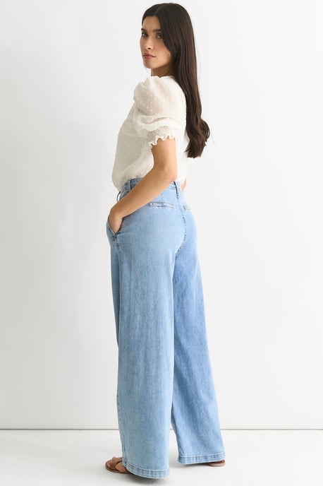 Mid Wash Denim Blauwe Jeans met wijde pijpen - Image 3