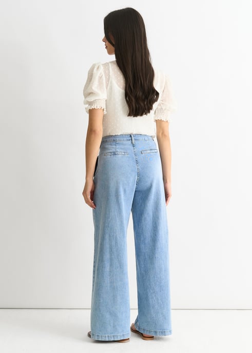 Mid Wash Denim Blauwe Jeans met wijde pijpen - Image 4