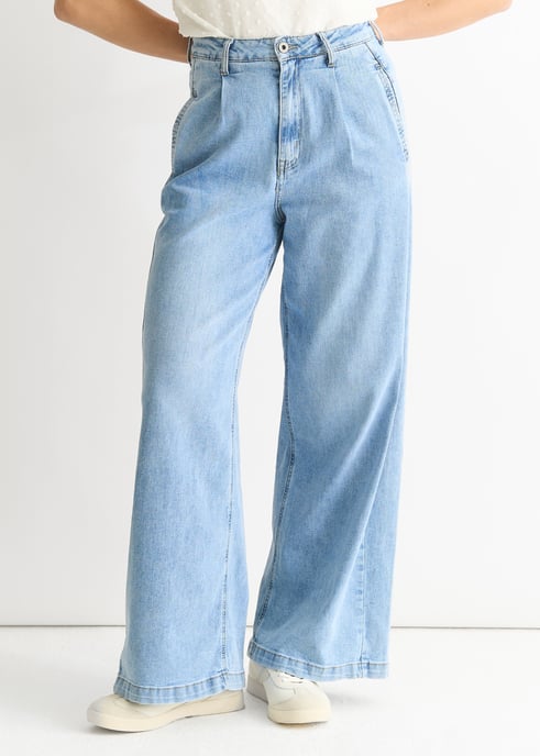 Mid Wash Blue Denim wijde pijpen jeans - Image 2