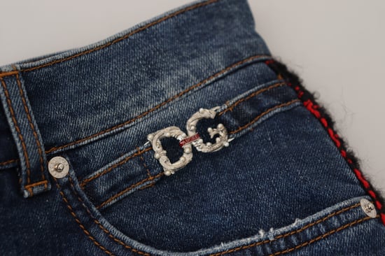Versleten Denim Jeans Rood Zwart Ruit - Image 6