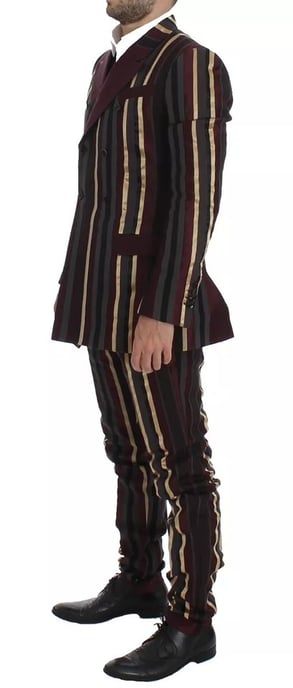Veelkleurige Gestreepte Suit Dubbeldoorgeknoopte Blazer - Image 2