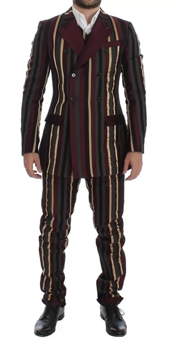 Veelkleurige Gestreepte Suit Dubbeldoorgeknoopte Blazer - Image 4