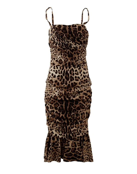 Leopardprint Rimpel Midi-jurk - Image 2