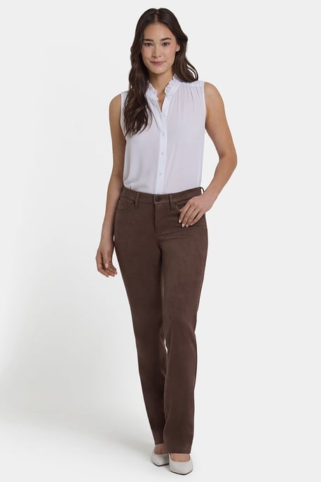 Marilyn Rechte Broek in Stretch Nepleer | Koffieboon - Image 1