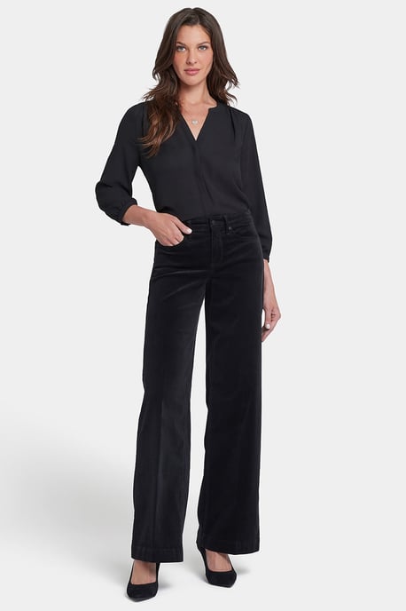 Teresa Brede Fluwelen Broek | Zwart - Image 1