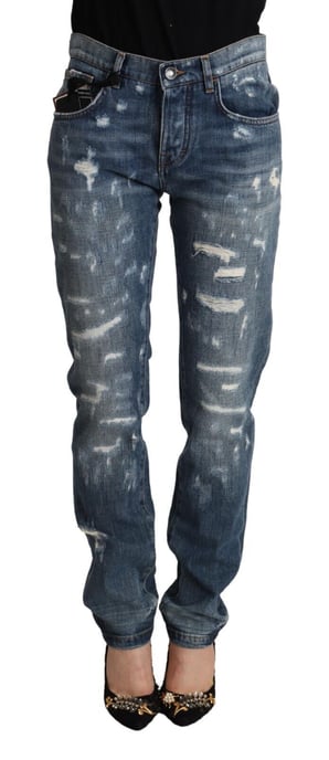 Versleten Denim Jeans Recht Model - Image 1