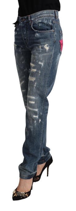 Versleten Denim Jeans Recht Model - Image 2