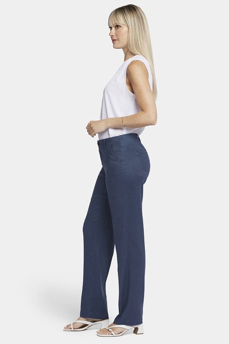 Marilyn Rechte Broek in Stretch Linnen | Oxford Marineblauw - Image 4