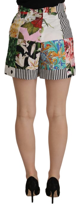 Bloemen Patchwork Hoge Taille Shorts - Image 3